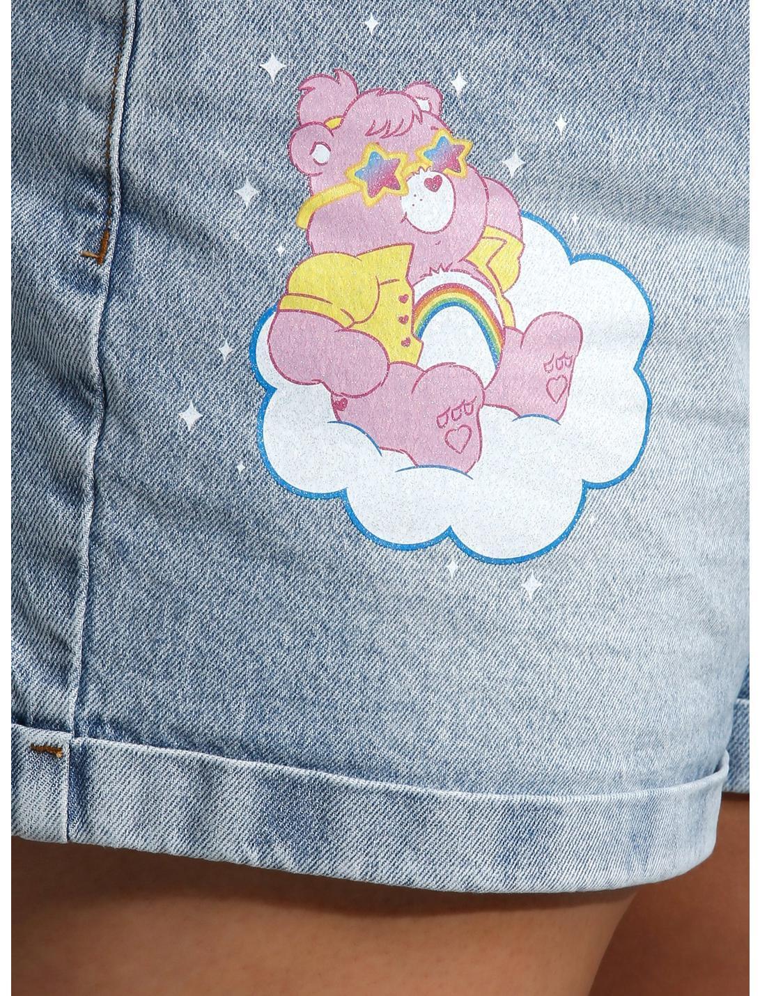 Care Bears Glitter Print Denim Mom Shorts Plus Size Product Image