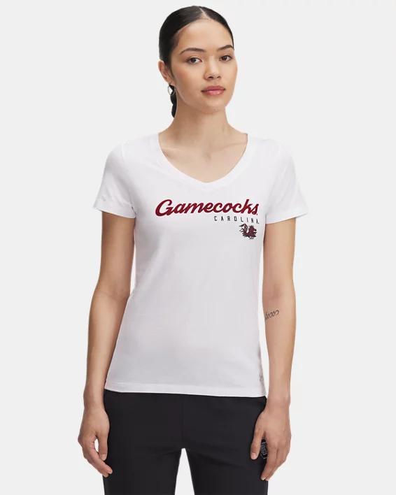 UA Performance Cotton Collegiate Womens V-Neck T-Shirt Product Image