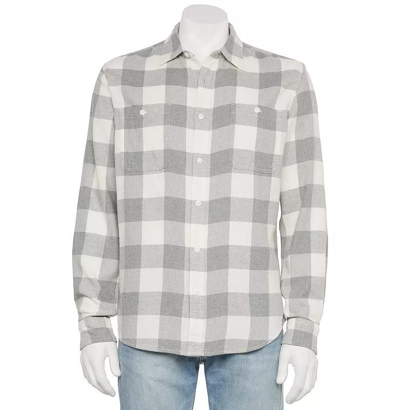Men's Sonoma Goods For Life® Supersoft Flannel Button-Down Shirt, Size: XS, Grey Ivory Buff Check Product Image