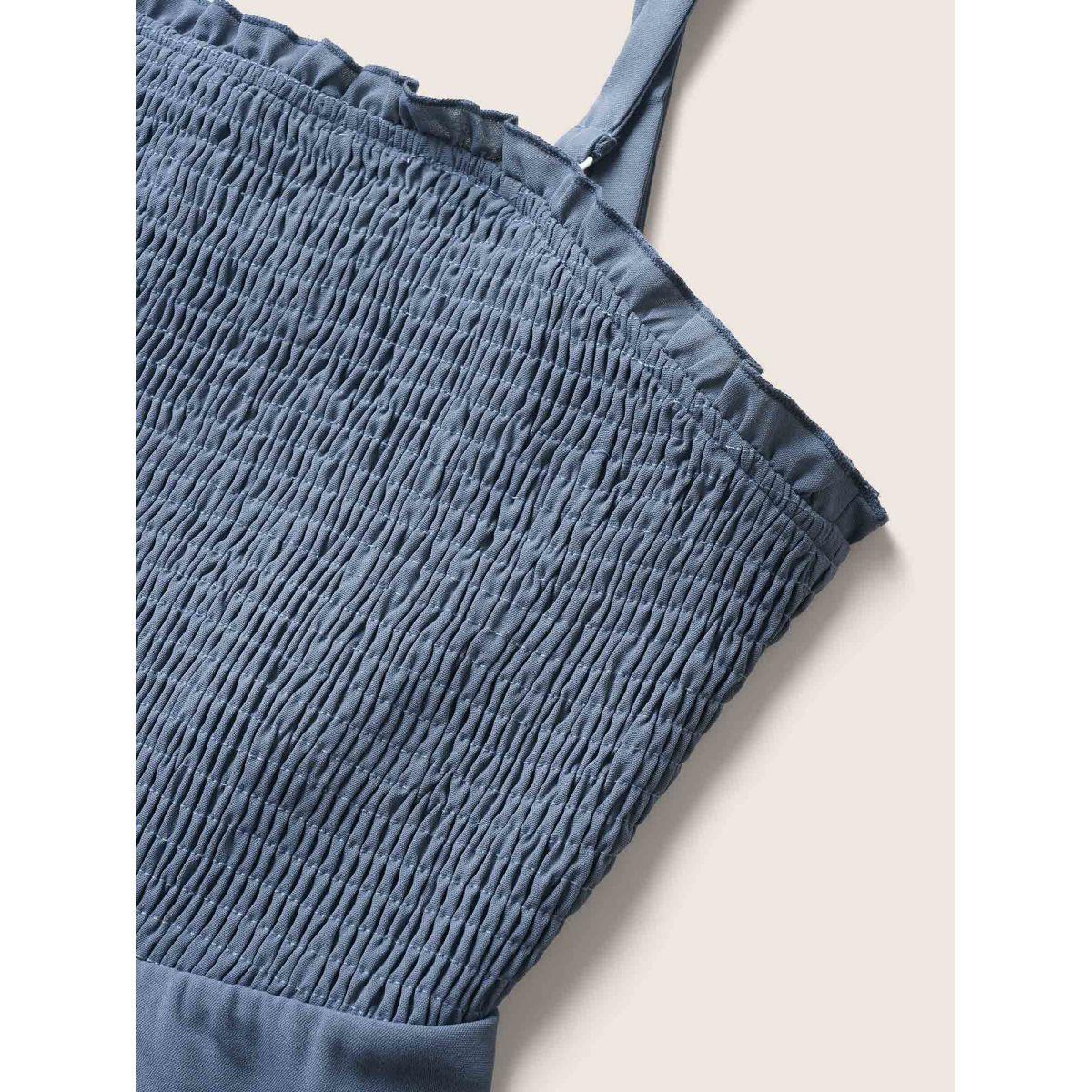 Plus Size Solid Shirred Ruffle Layered Hem Cami Top Women Stone Casual Adjustable Straps Spaghetti Strap Everyday Tank Tops Camis BloomChic 26/4X Product Image