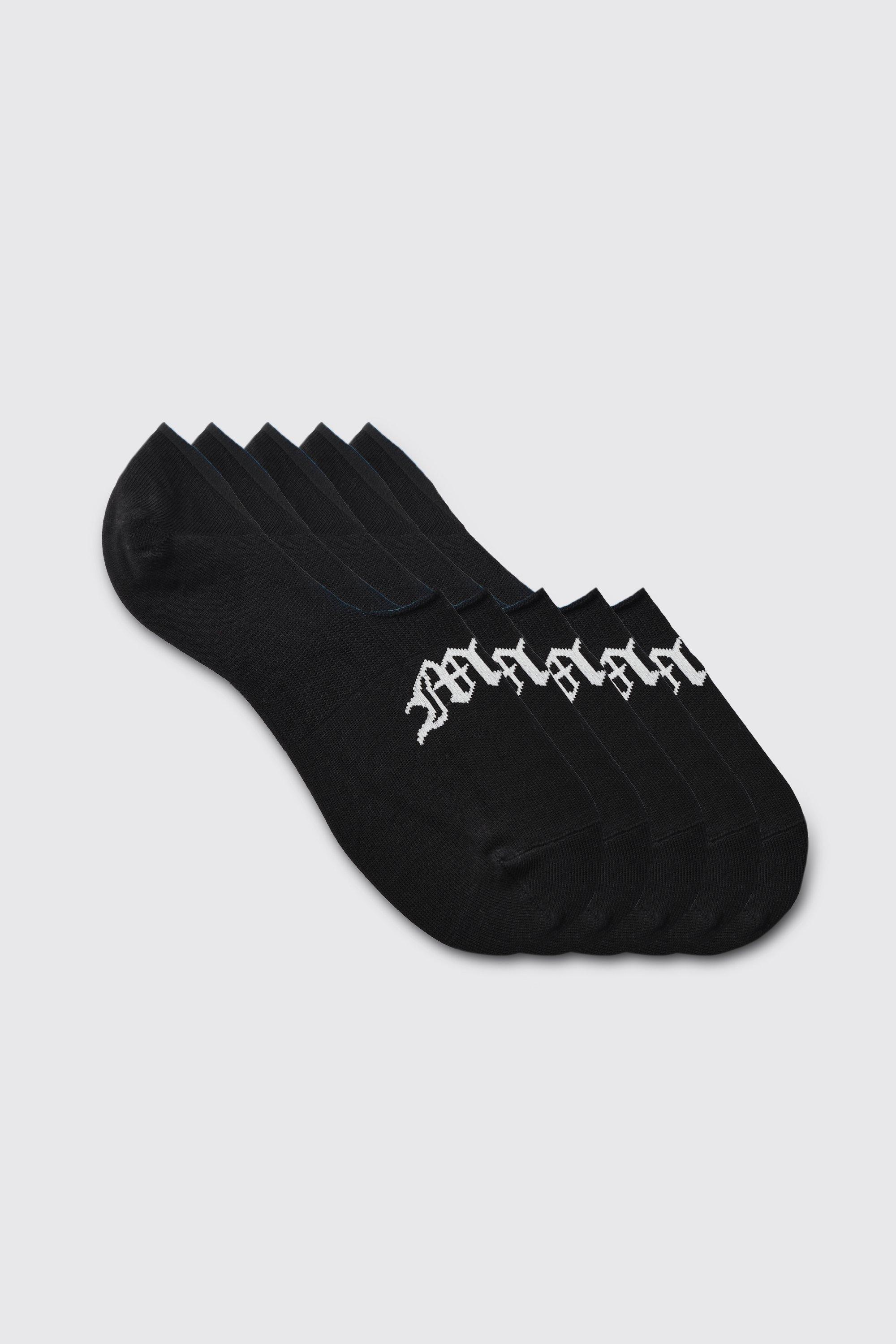 Mens 5 Pack Gothic Man Invisible Socks - White Product Image