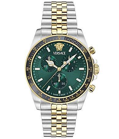 Versace Mens Greca Chrono Wave Two Tone Stainless Steel Bracelet Watch Product Image