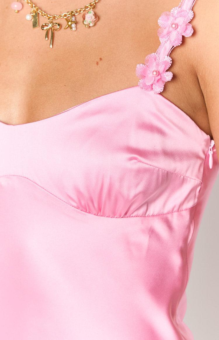 Marbelle Hot Pink Satin Mini Dress Product Image