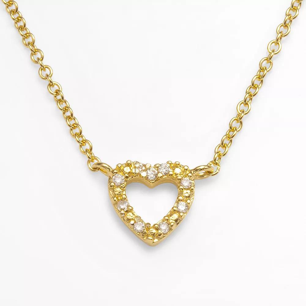 Sophie Miller 14k Gold Over Silver Cubic Zirconia Heart Link Necklace, Women's, Size: 18", White Product Image