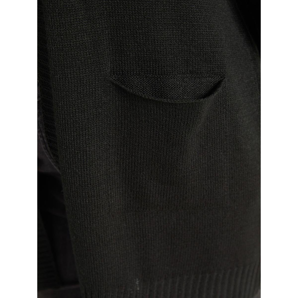 Plus Size Halloween Skull Print Contrast Patched Pocket Cardigan Black Women Casual Loose Long Sleeve Festival-Halloween Cardigans BloomChic 10/M Product Image