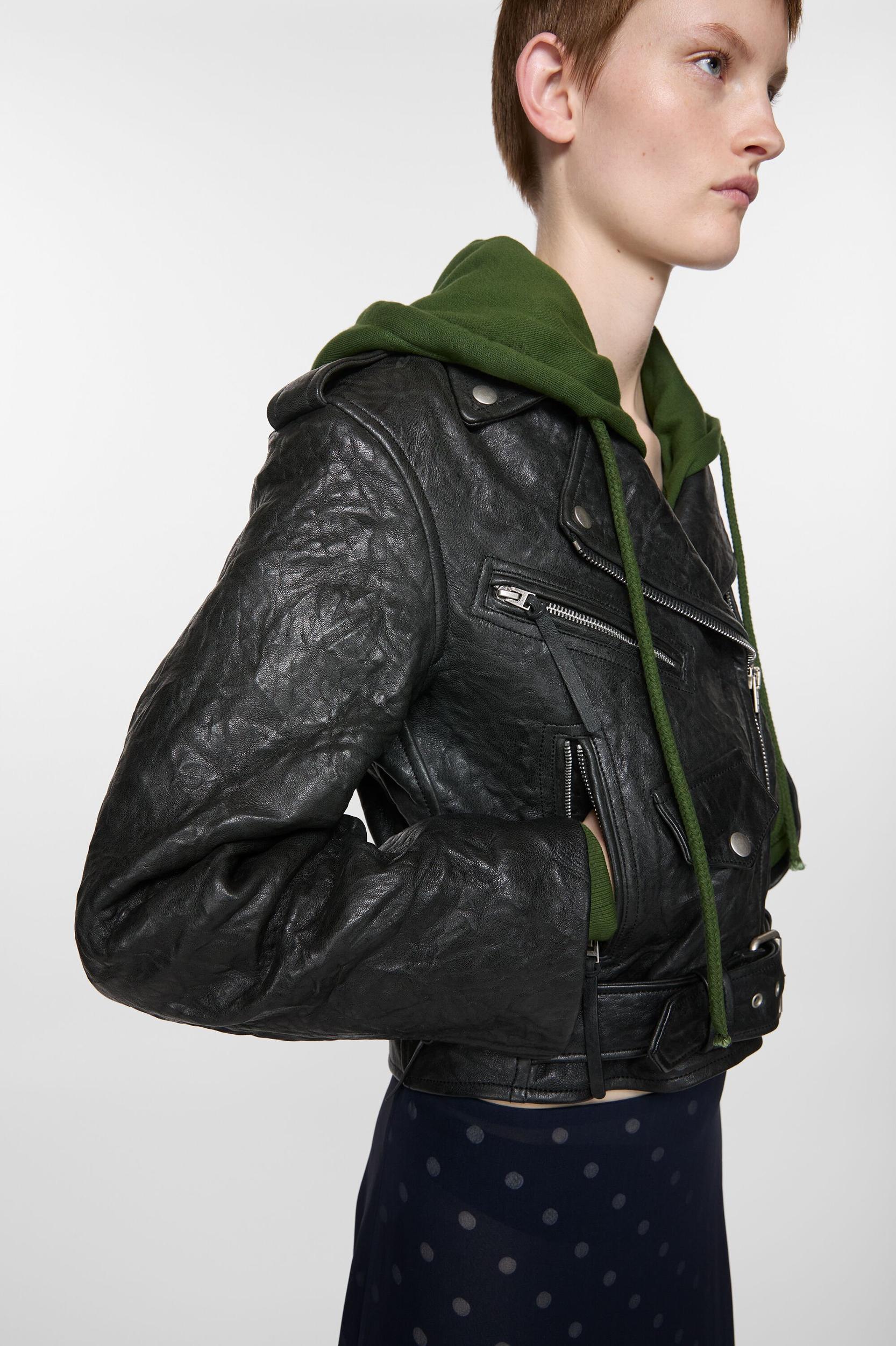Layered leather jacket Product Image