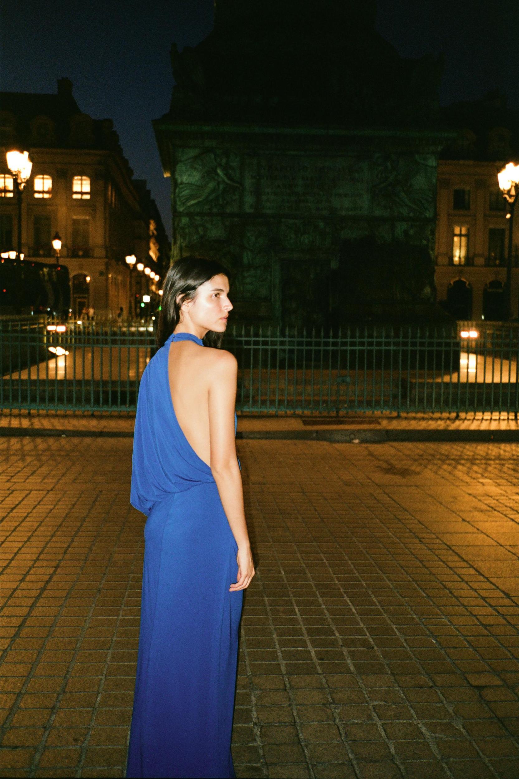 DRAPED CAPE DRESS Product Image