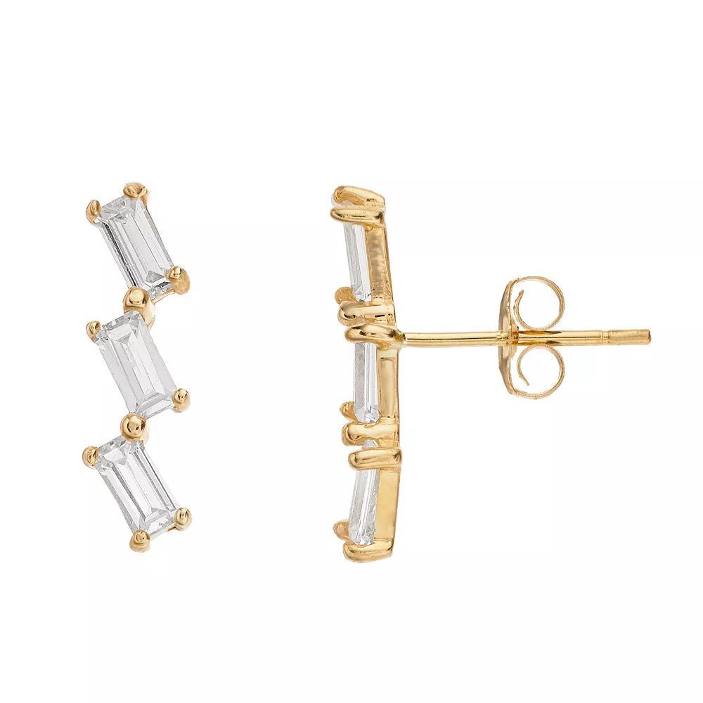 14k Gold Cubic Zirconia Ear Climber Earrings, Women's Product Image
