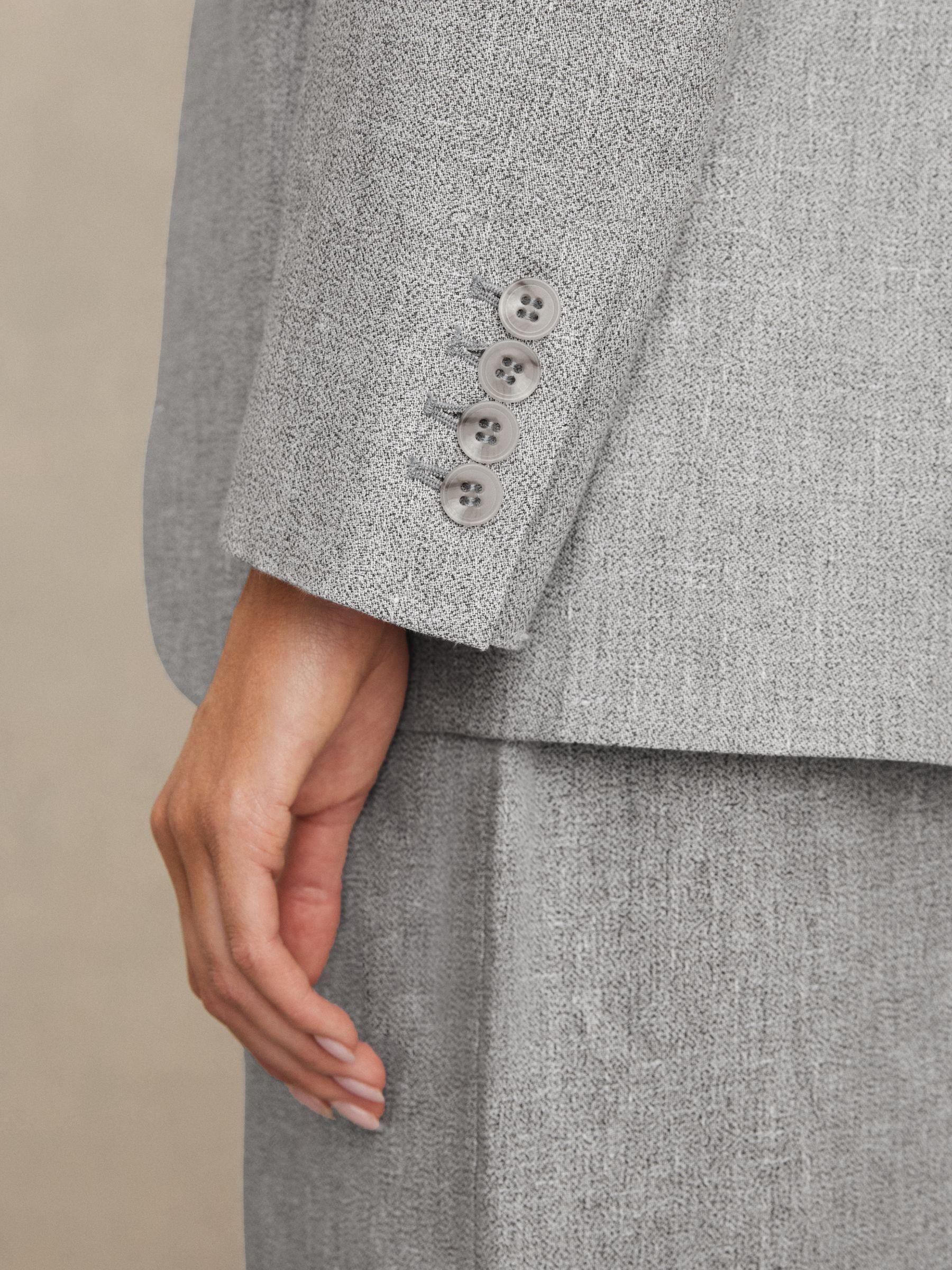 Linen-Blend Single-Breasted Blazer in Blue Product Image
