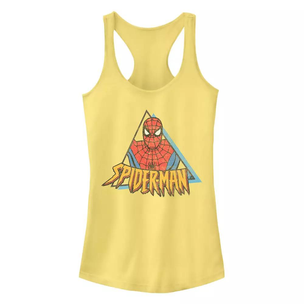 Juniors Marvel Spider-Man Retro Triangle Portrait Graphic Tank Top, Girls White Grey Product Image
