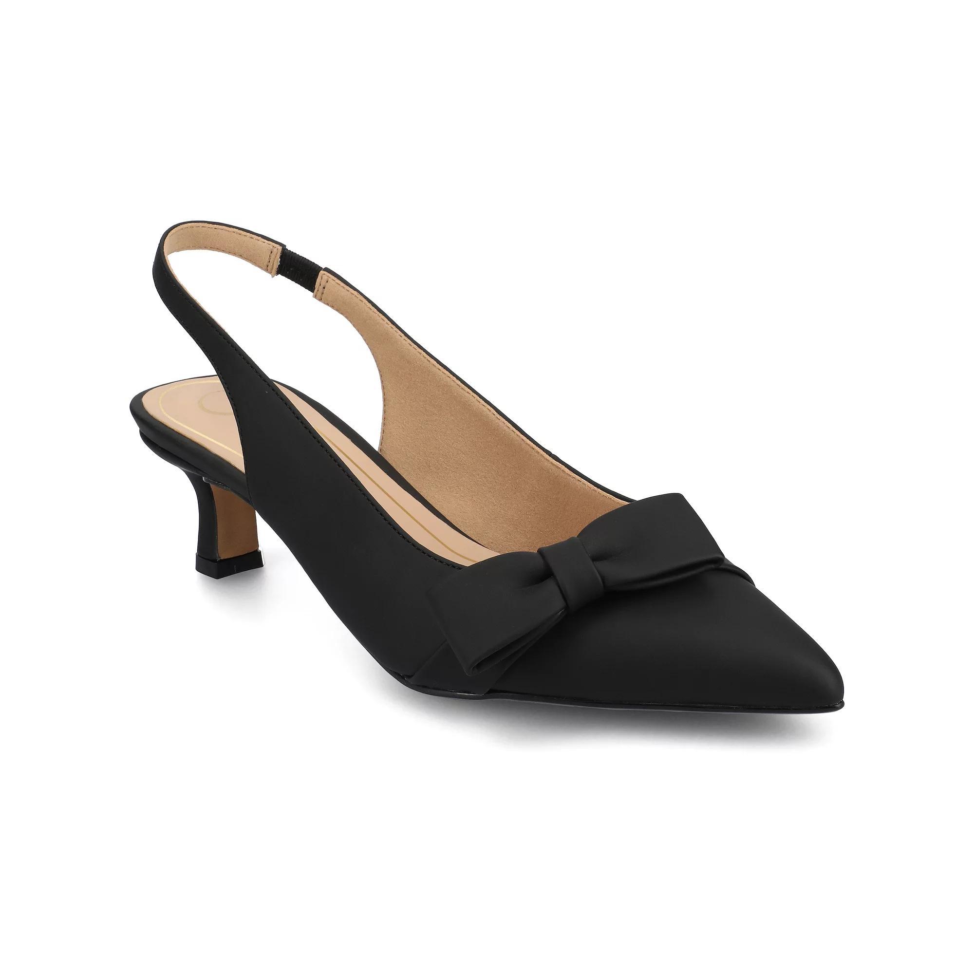 Journee Paloma Women's Sling Back Kitten Heel Pumps, Size: 9.5, Black Product Image