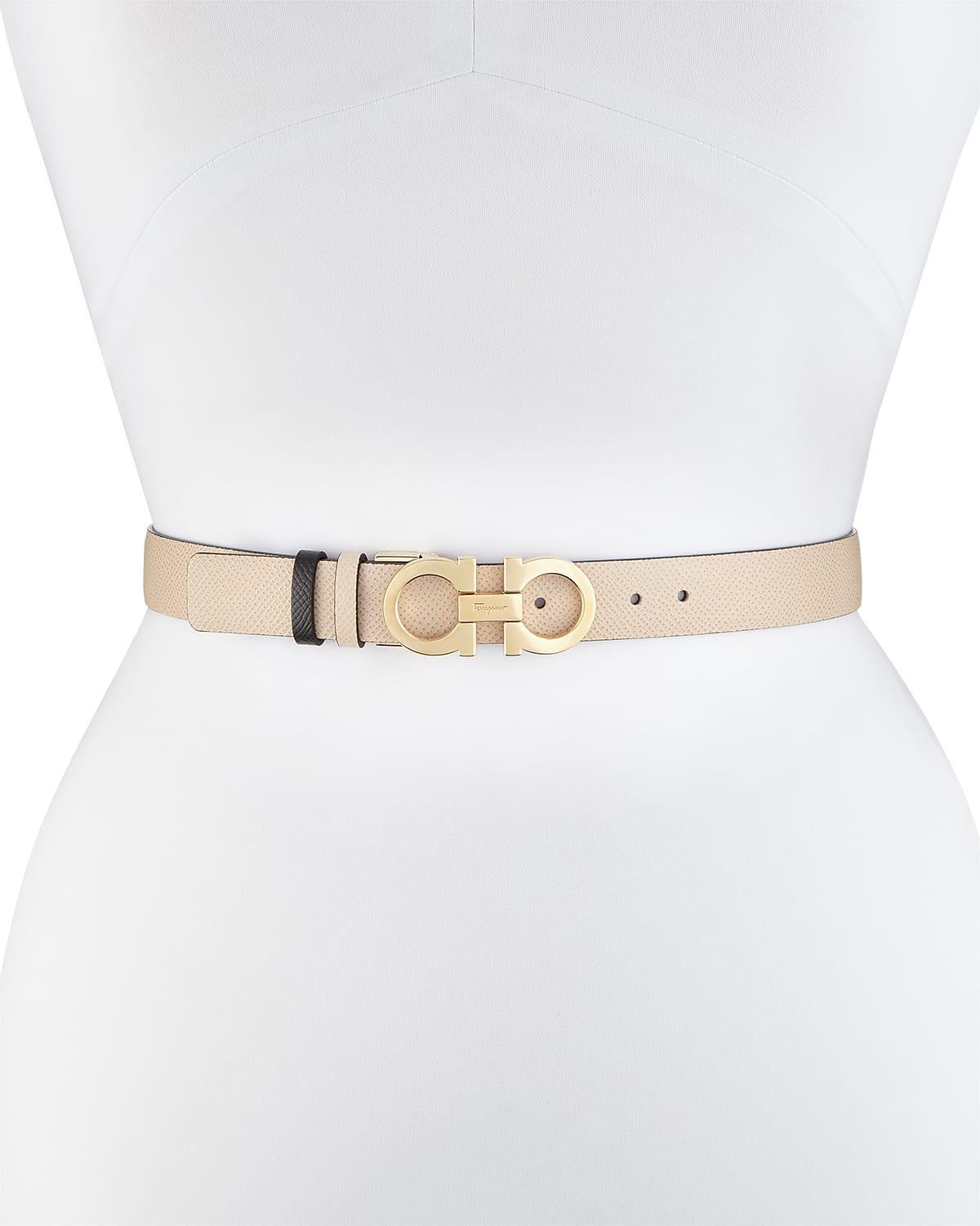 Womens Gancini Adjustable Cut-to-Size Reversible Hammered Leather Belt Product Image