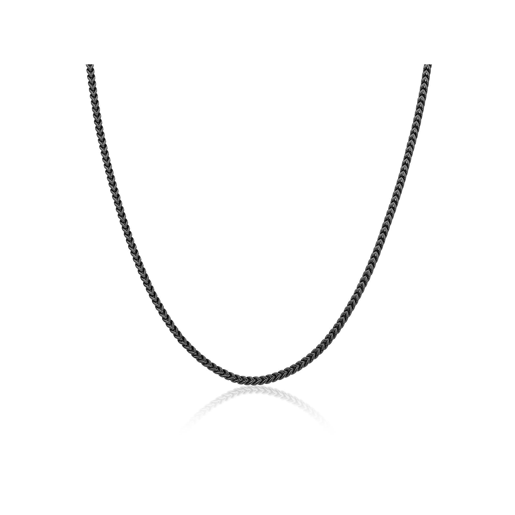 Mens LYNX Stainless Steel Franco Chain Necklace Black Tone Product Image