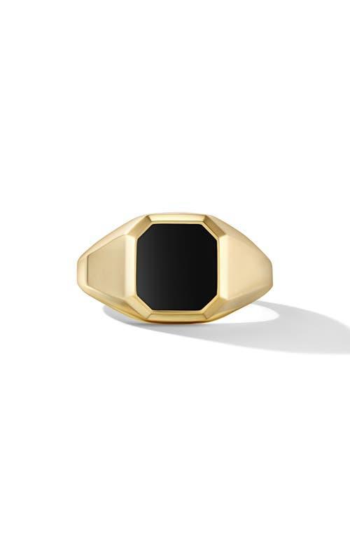 Mens Streamline Signet Ring in 18K Yellow Gold, 14MM Product Image