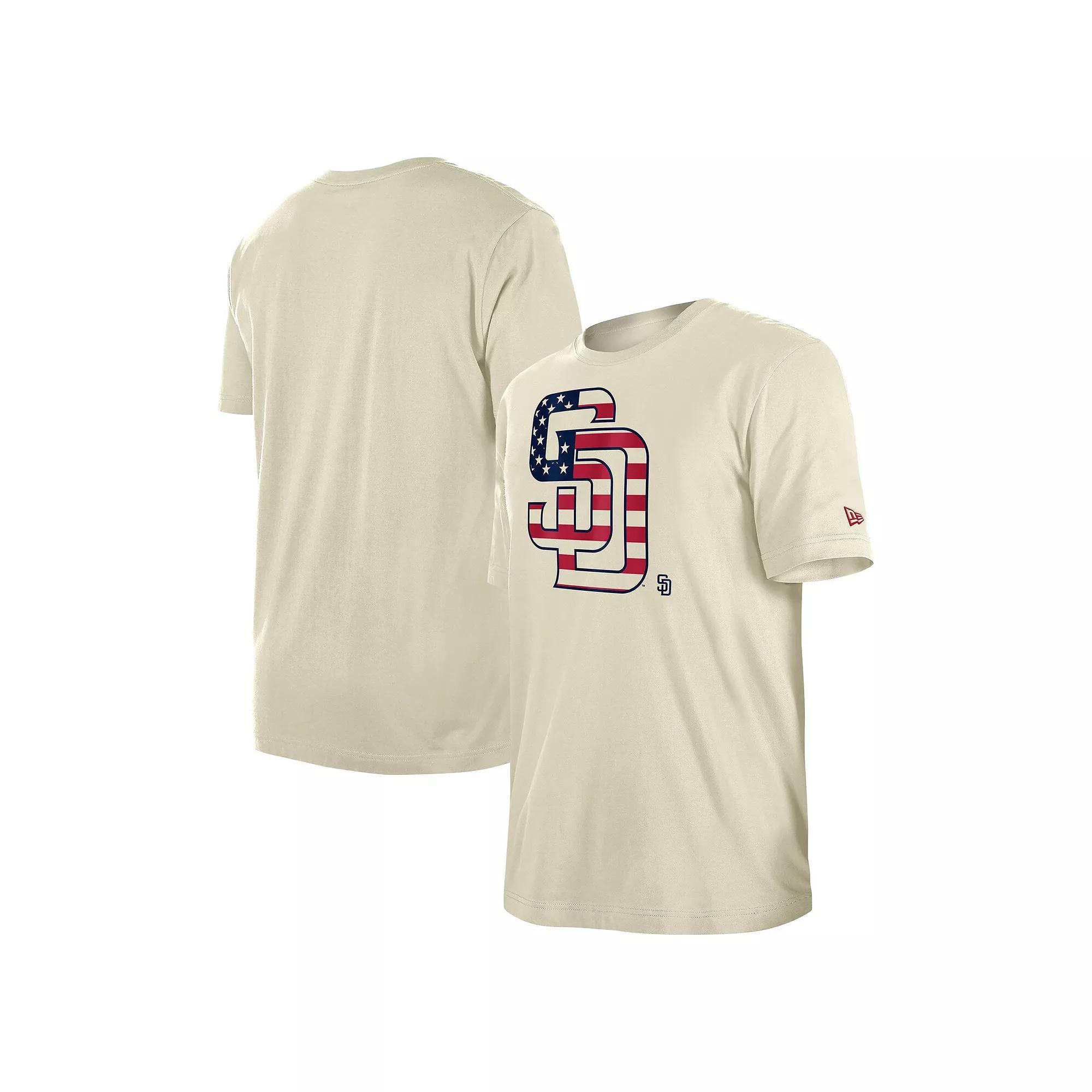 Men's New Era Cream San Diego Padres 4th of July Flag Fill T-Shirt, Size: XL, Beige Product Image