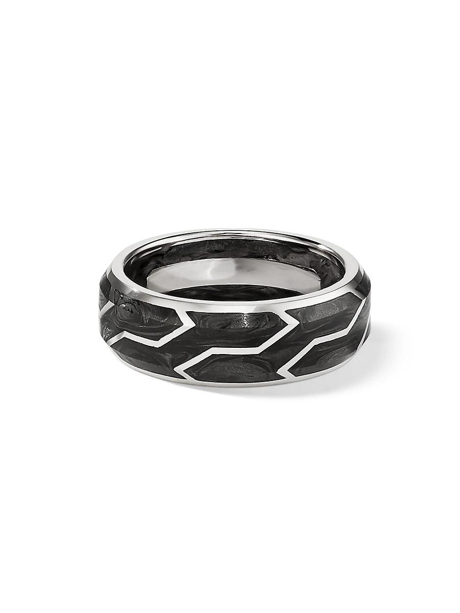 David Yurman Mens 18K White Gold Forged Carbon 8.5mm Band Product Image