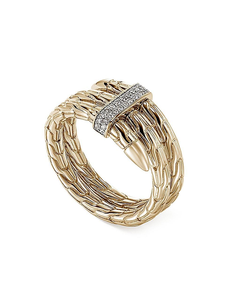 John Hardy 14K Yellow Gold Spear Diamond Coil Ring Product Image