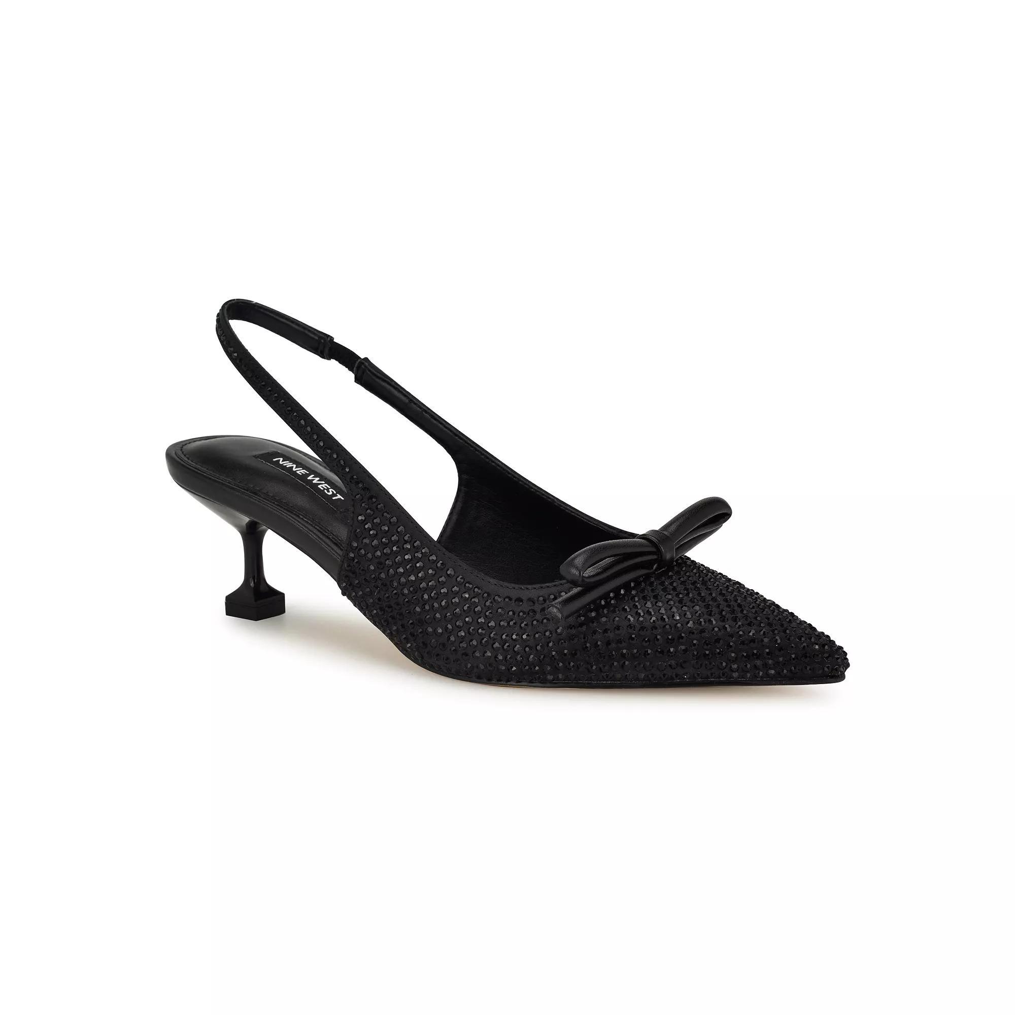 Nine West Wunder Women's Pointy Toe Slingback Dress Pumps, Size: 9, Silver Satin Product Image