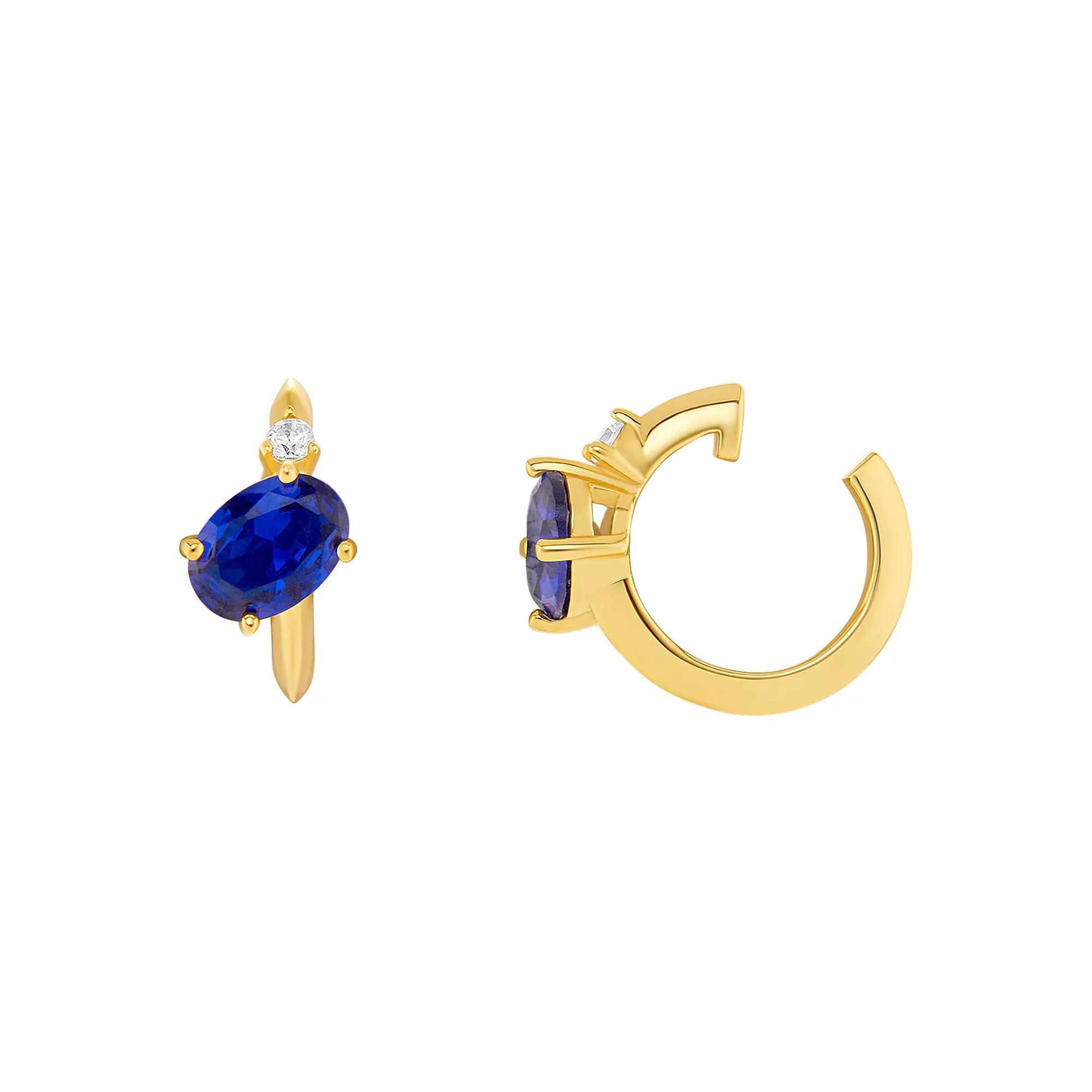PRIMROSE Sterling Silver Cubic Zirconia Birthstone Ear Cuff, Women's, Gold Tone September Product Image