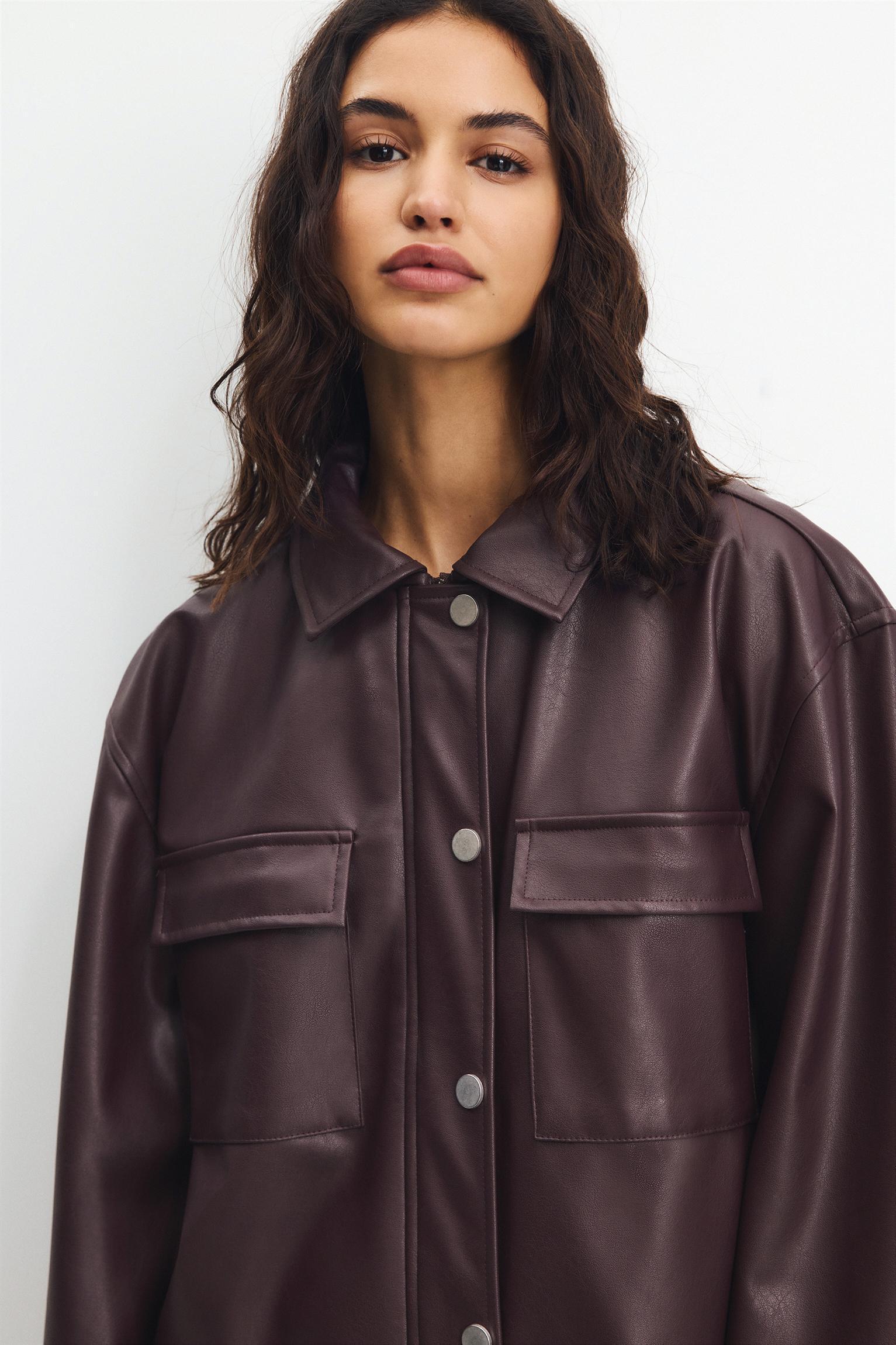 Faux leather jacket with pockets Product Image