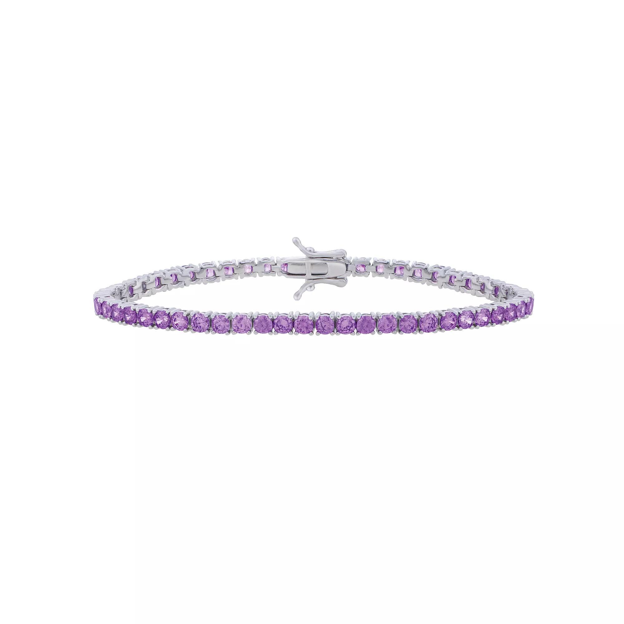 Sterling Silver Amethyst Tennis Bracelet, Women's, Size: 7" Product Image