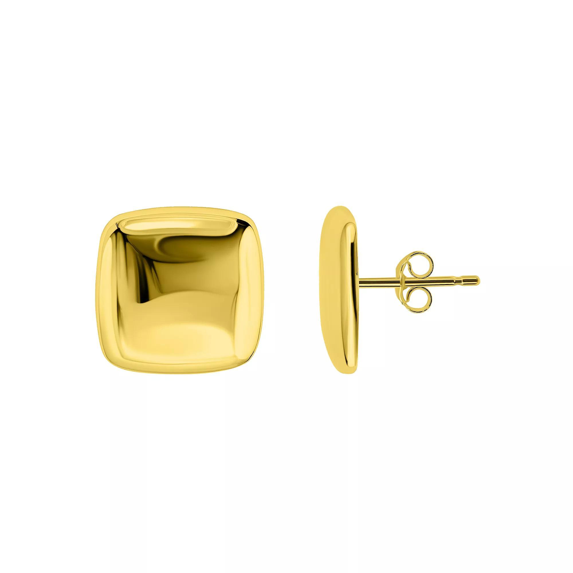 Aleure Precioso High Polished Square Button Post Earrings, Women's, Sterling Product Image