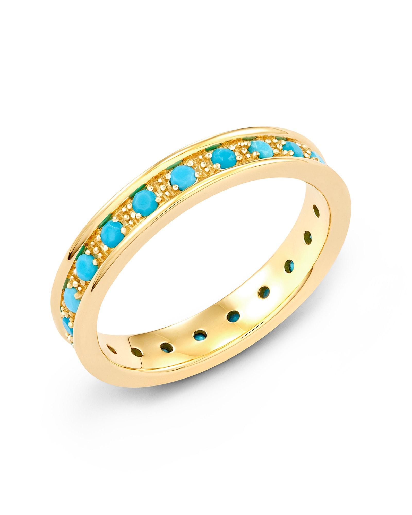 Drew 14k Yellow Gold Band Ring in Genuine Turquoise Product Image