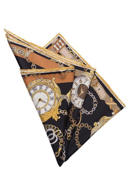 Elizabetta Like Clockwork - Silk Pocket Square for Men in Navy at Nordstrom Product Image