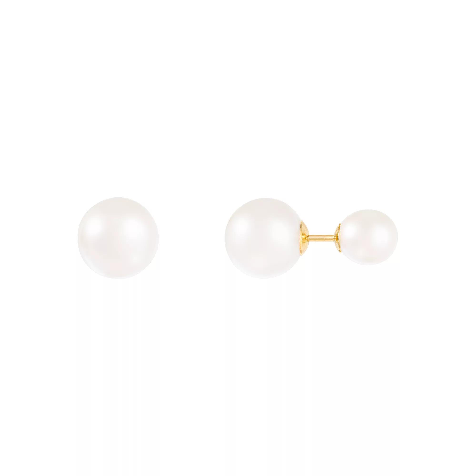 14k Gold Freshwater Cultured Pearl Barbell Stud Earrings, Women's Product Image