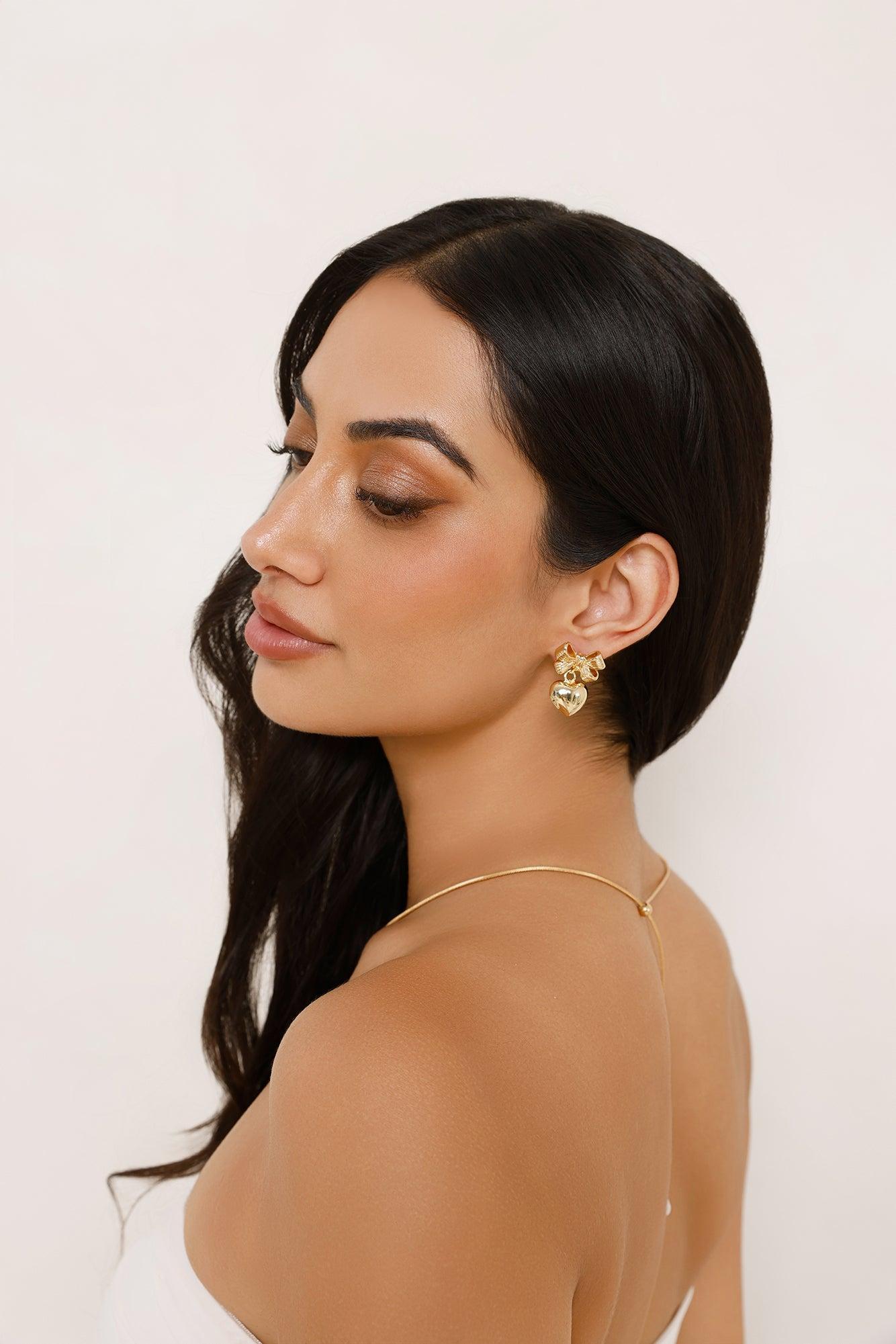Love Bow Earrings Gold Product Image
