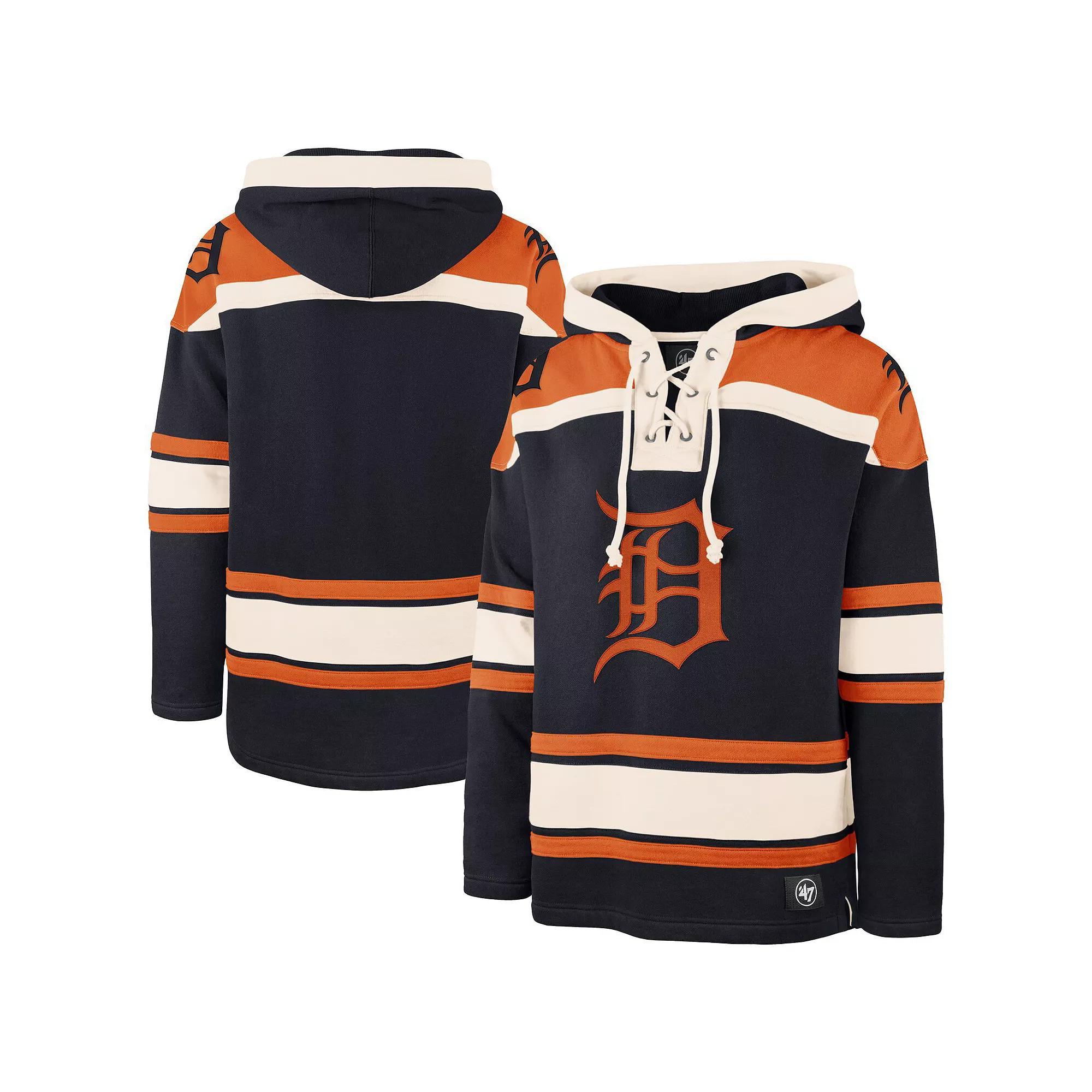 Men's '47 Navy Detroit Tigers Superior Lacer Pullover Hoodie, Size: Large, Blue Product Image