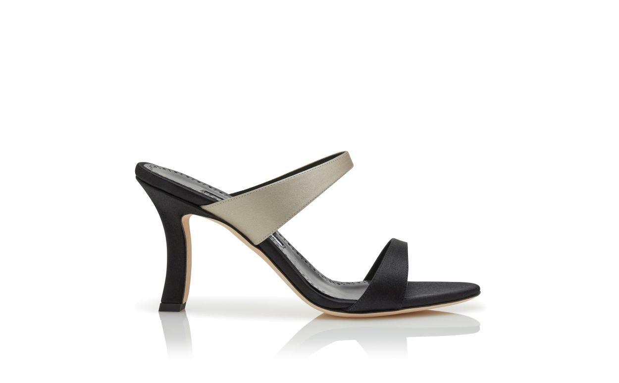 SARDAPLA Black and Grey Satin Mules Product Image
