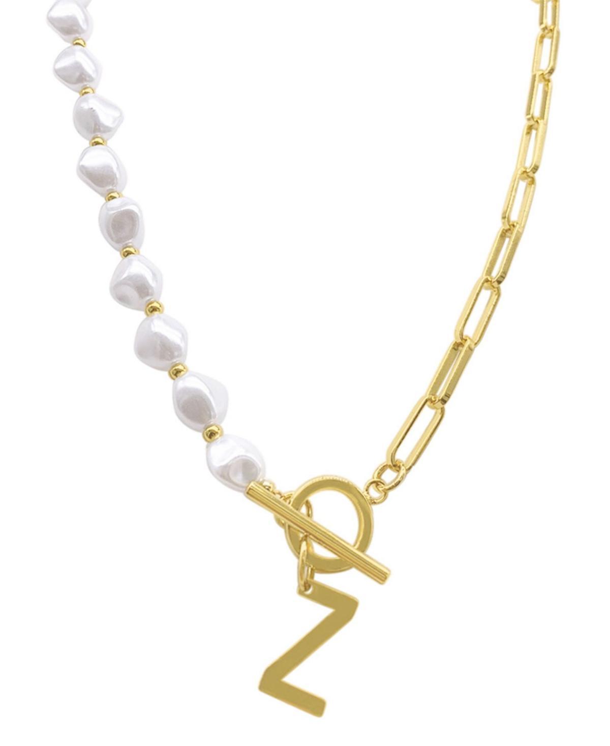 Adornia Simulated Pearl & Paperclip Chain Initial Toggle Necklace, Womens, Gold Tone G Product Image