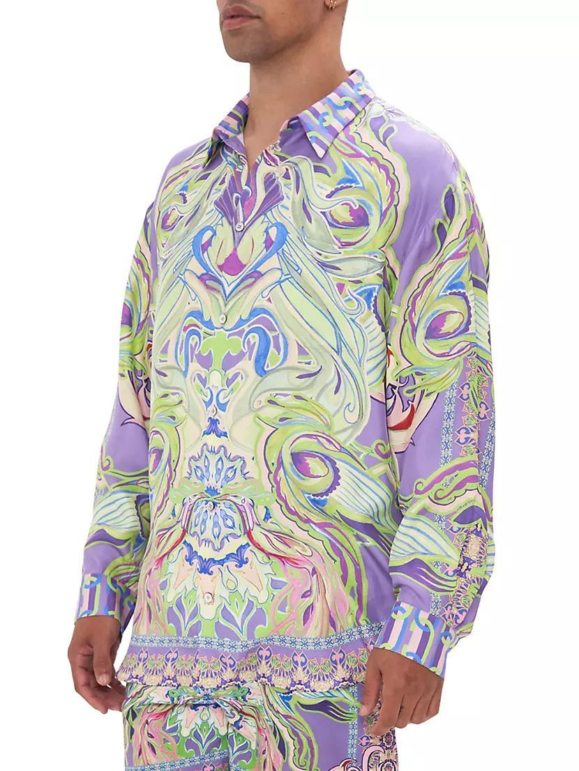 Graphic Silk Button-Front Shirt Product Image