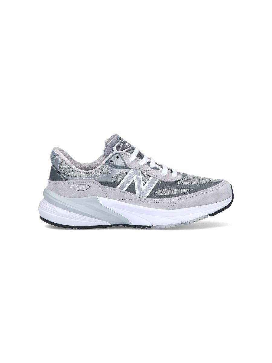 NEW BALANCE Grey Low Top Sneakers With Logo Detail In Suede And Tech Fabric Man Product Image