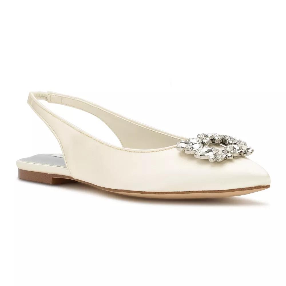 Nine West Blingy Women's Occasion Dress Flats, Size: 5, Ivory Satin Product Image