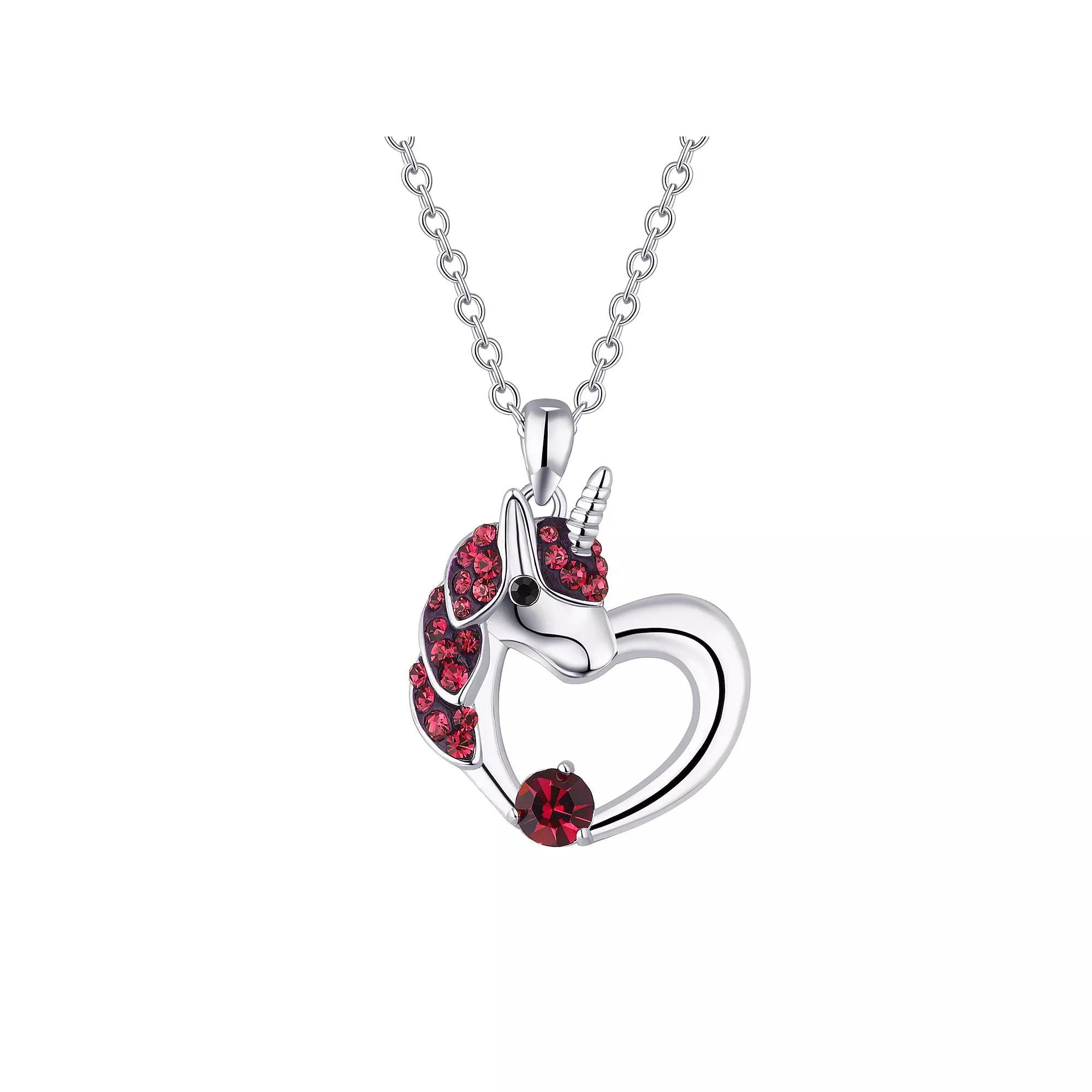 Crystal Collective Silver Plated Unicorn Crystal Birthstone Pendant Necklace, Women's, Size: 18", February Product Image