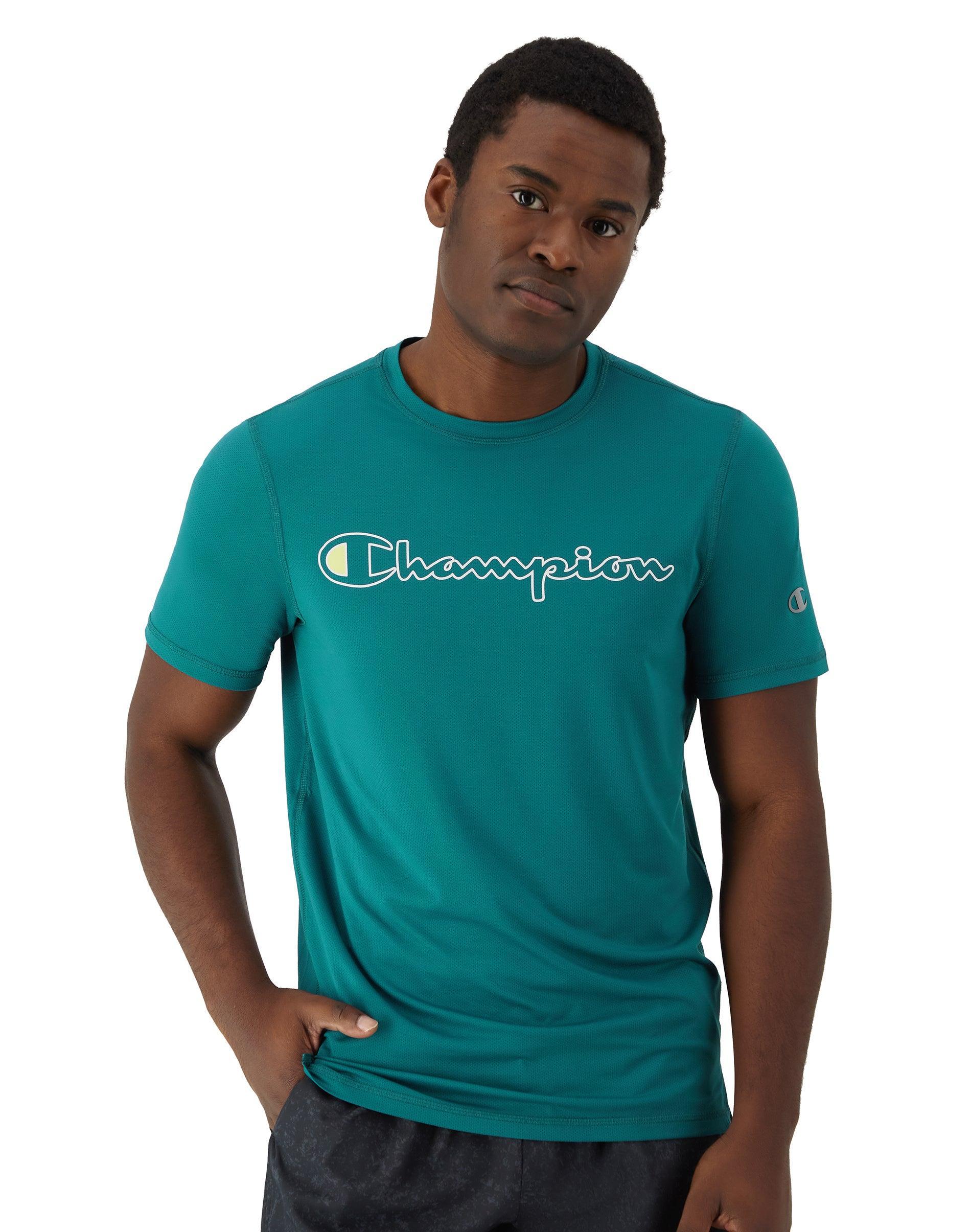 Mens Champion MVP T-Shirt, Classic Script Railroad Grey Heather 2XL Product Image