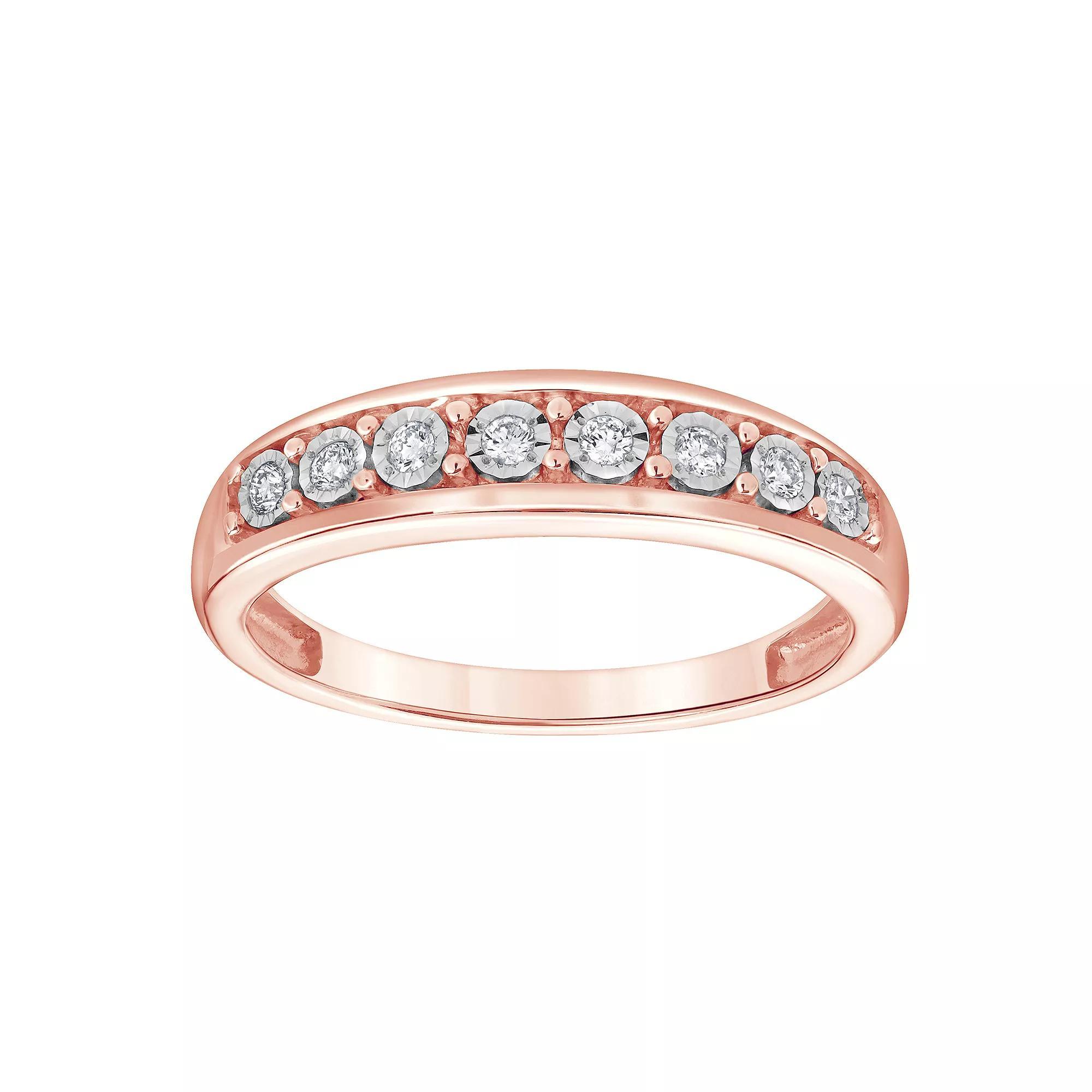 Diamond Brilliance 1/10 Carat T.W. Lab-Grown Diamond Band Fashion Ring, Women's, Size: 7, Pink Tone Product Image