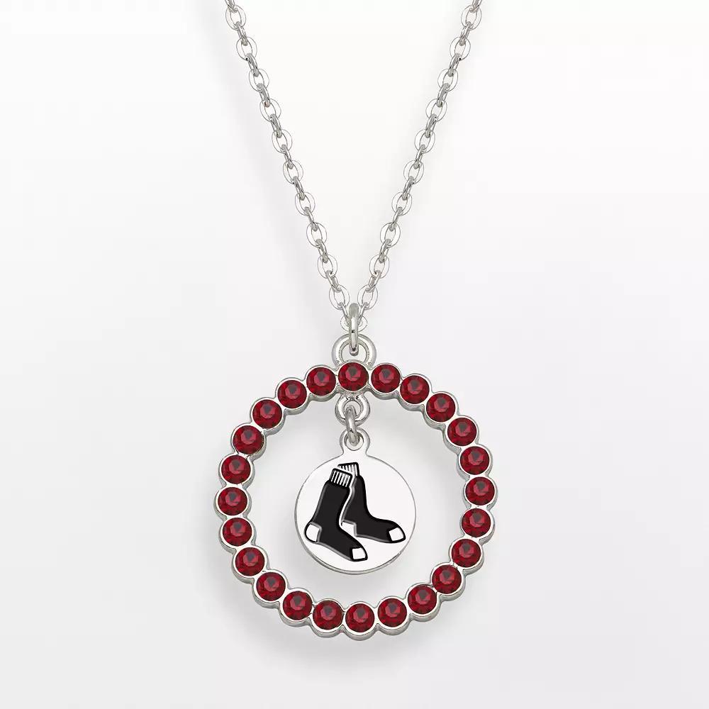LogoArt Boston Red Sox Silver Tone Crystal Logo Charm Circle Pendant, Womens Siam Product Image