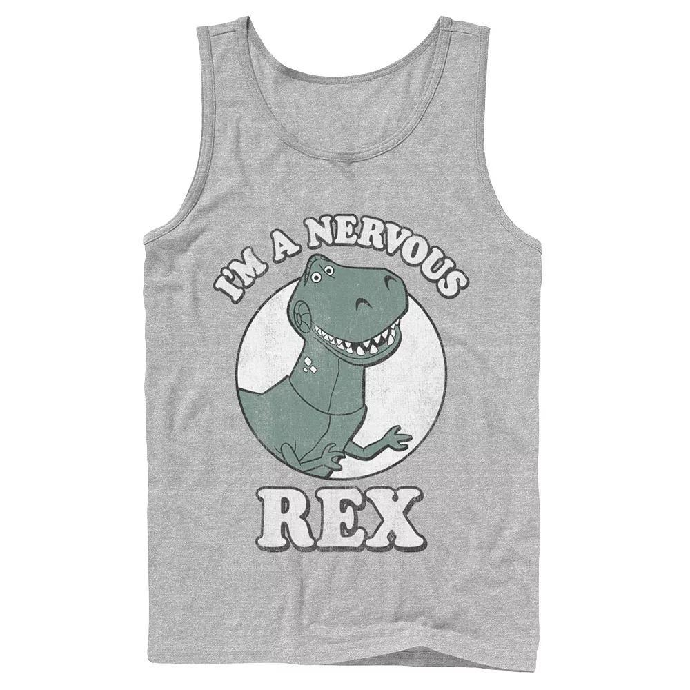 Disney / Pixars Toy Story Mens Im A Nervous Rex Dinosaur Tank Top Athletic Grey Product Image