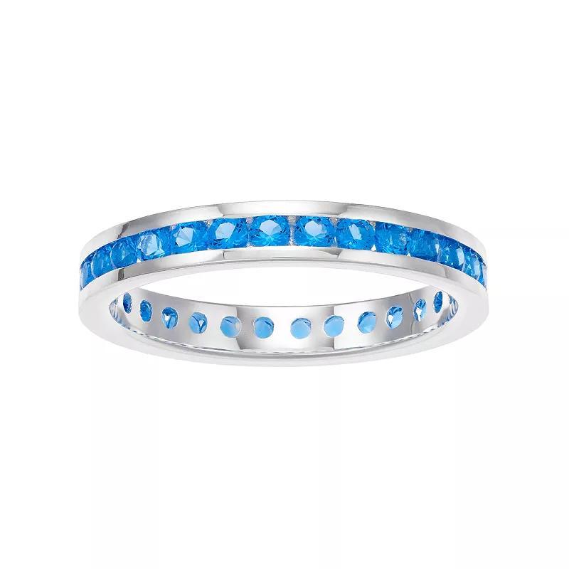 Traditions Jewelry Company Sterling Silver Channel-Set Blue Topaz Birthstone Ring, Womens Product Image