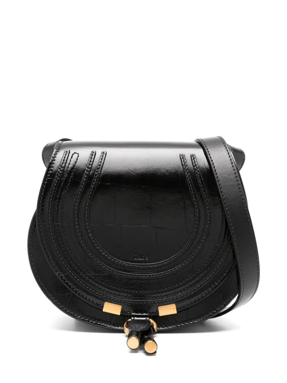 CHLOÉ Marcie Small Leather Saddle Bag In Black Product Image