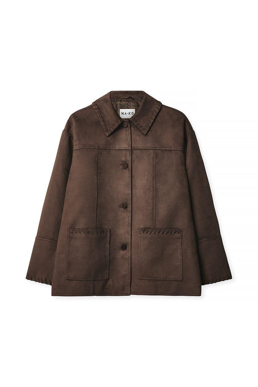 Faux Suede Seam Detail Jacket Product Image