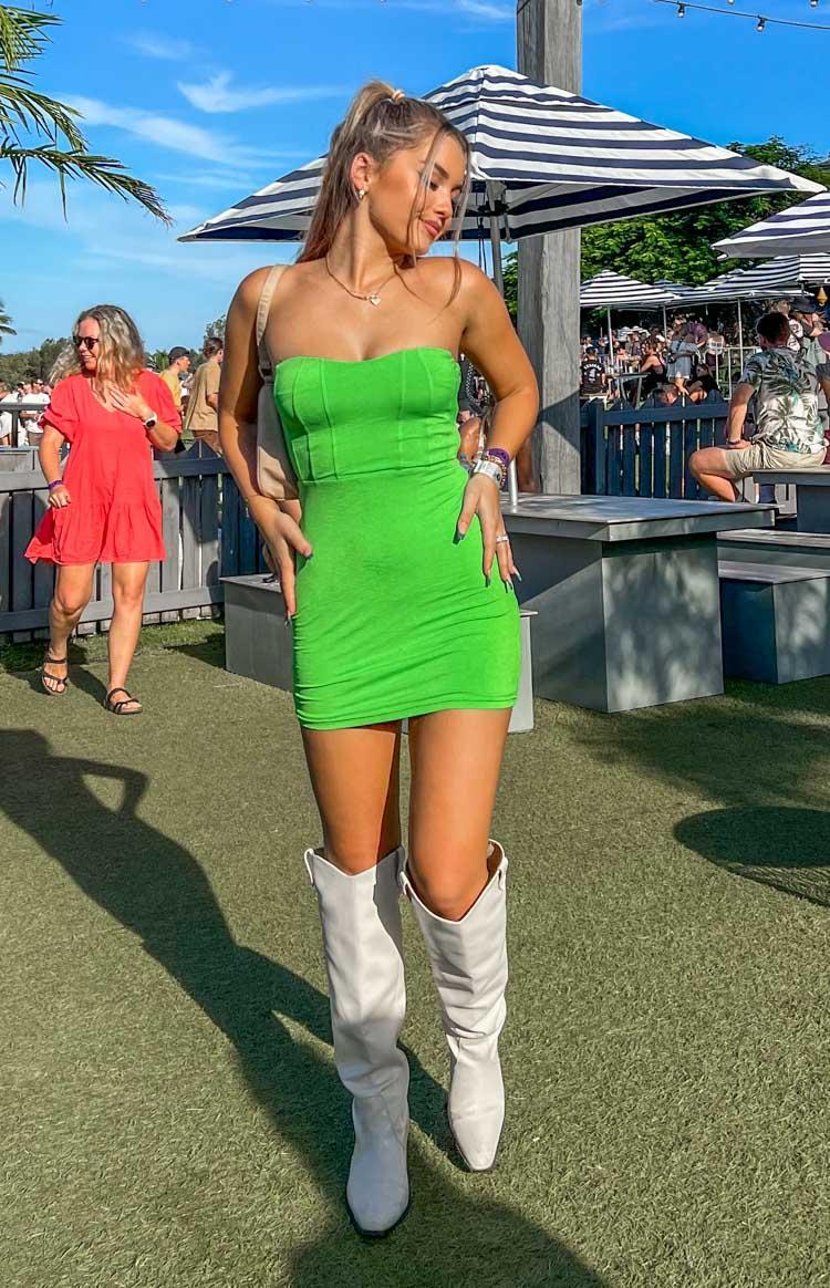 Adored Green Strapless Mini Dress Product Image