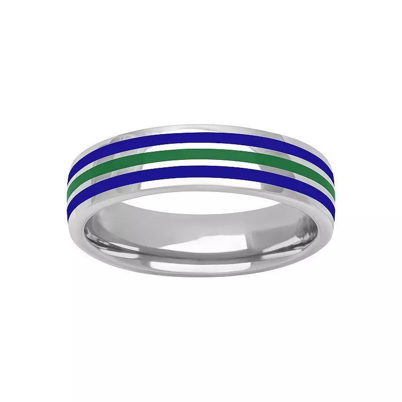 AXL Sterling Silver Ceramic Striped Mens Ring Red Black Product Image