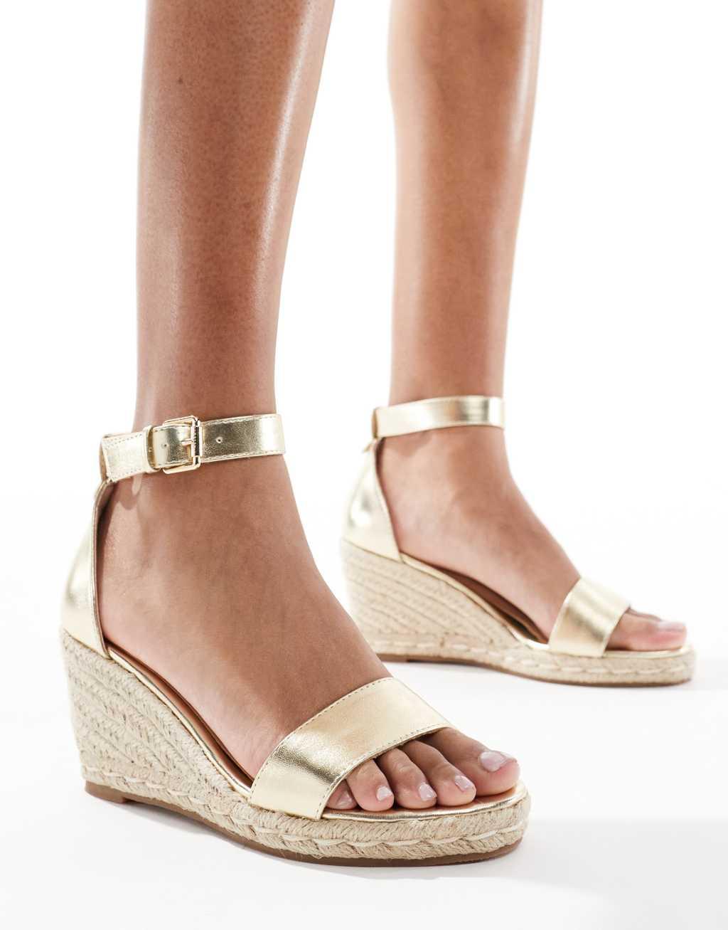 SEQWL Amber wedge heeled espadrilles in beige Product Image