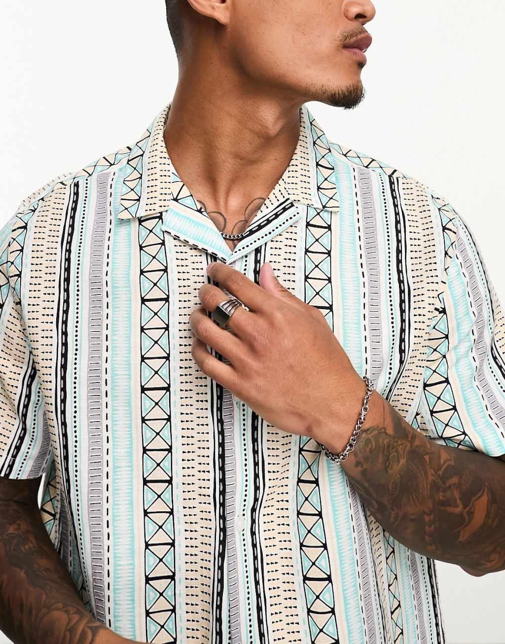 ASOS DESIGN relaxed camp collar linen mix shirt Product Image