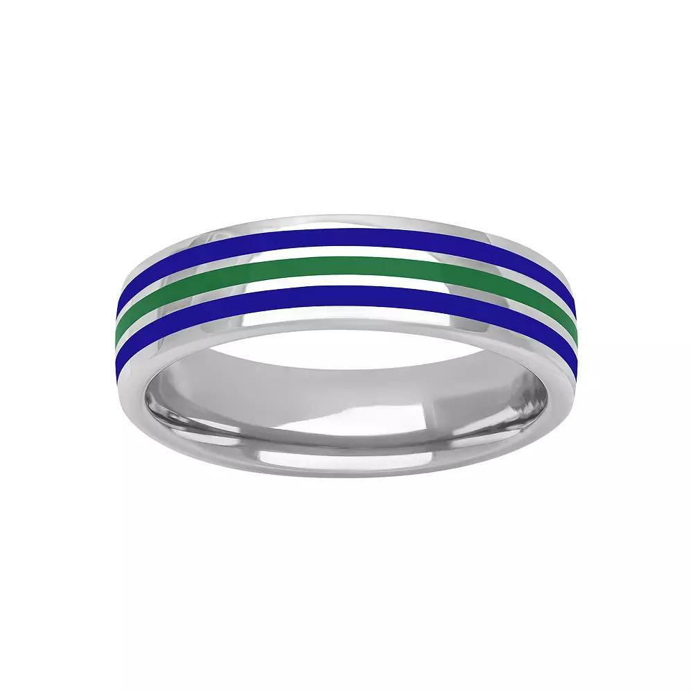 AXL Sterling Silver Ceramic Striped Mens Ring Red Black Product Image