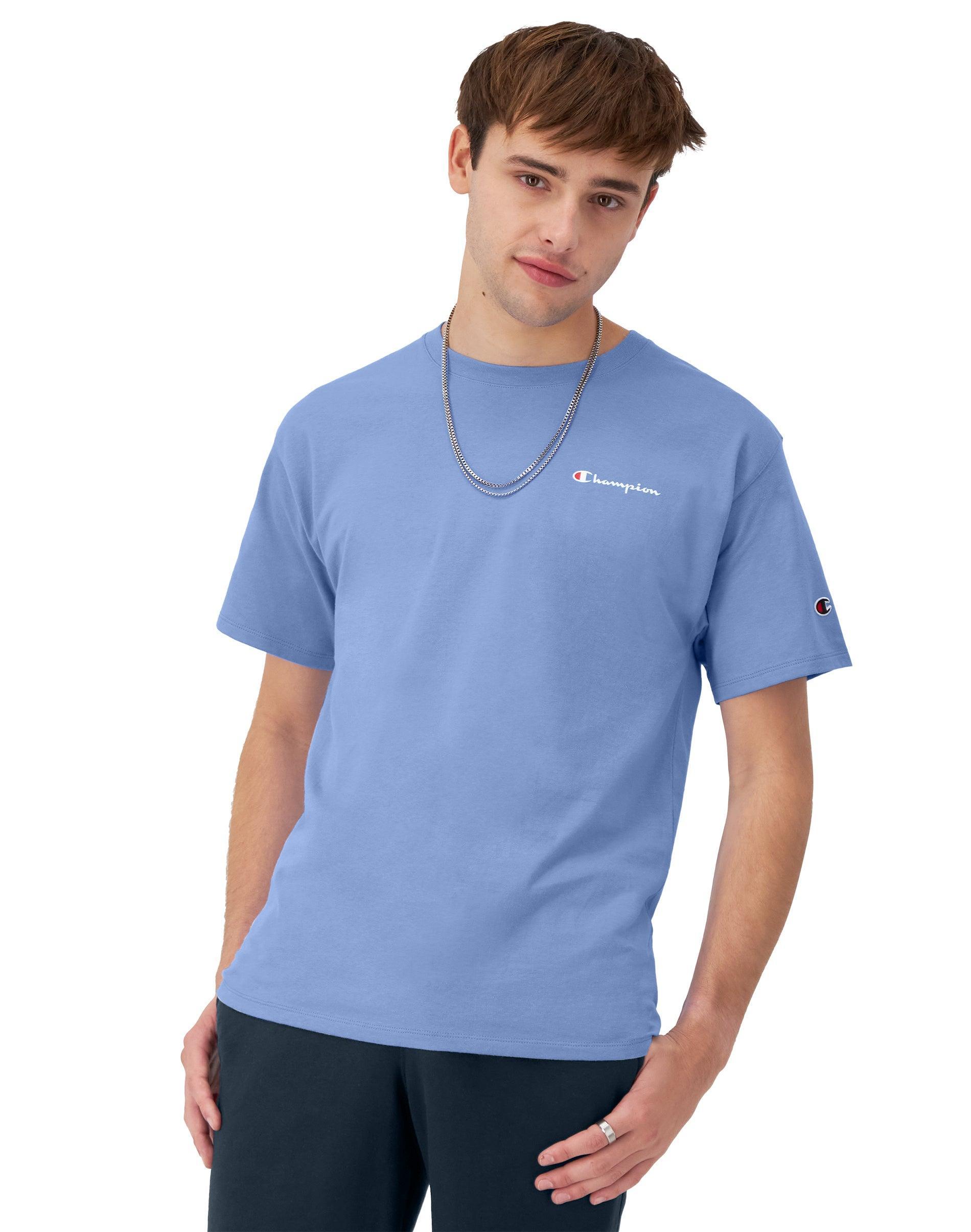 Mens Champion Classic Graphic T-Shirt, Left Chest Script Logo Granite Heather 2XL Product Image